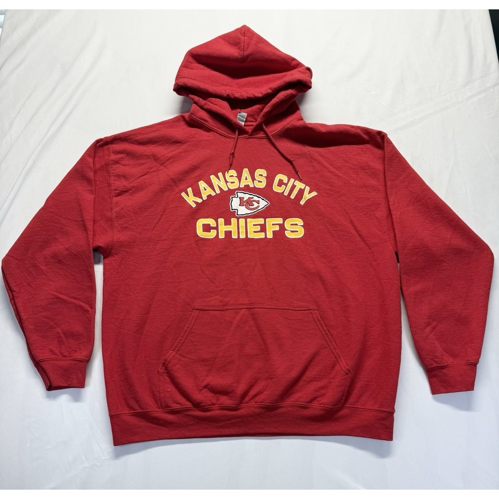 Kansas City Chiefs Hoodie XL Red Gildan NFL Pullover Sweatshirt‎ stain